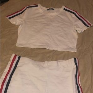 Striped Tape Side Top and Shorts Set